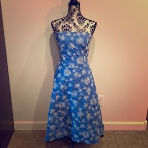 Blue embroidered dress by Molly New York Sz 10